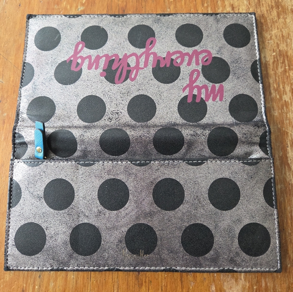 Neiman Marcus Polka Dot Passport Clutch Wallet with 'My Everything' Print Travel - Picture 5 of 6